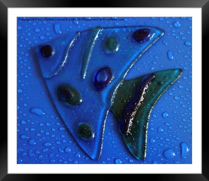  abstract stained glass fish Framed Mounted Print by Paula Palmer canvas