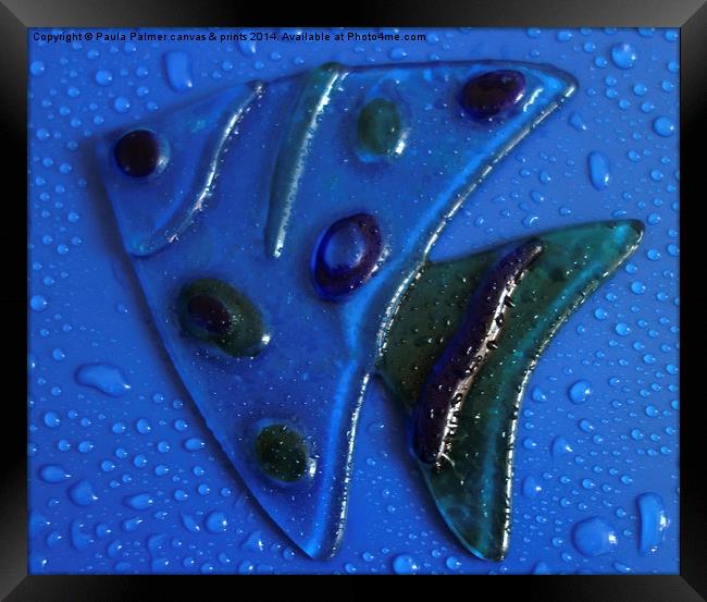 abstract stained glass fish Framed Print by Paula Palmer canvas
