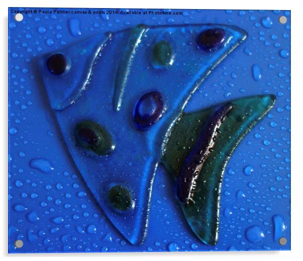  abstract stained glass fish Acrylic by Paula Palmer canvas