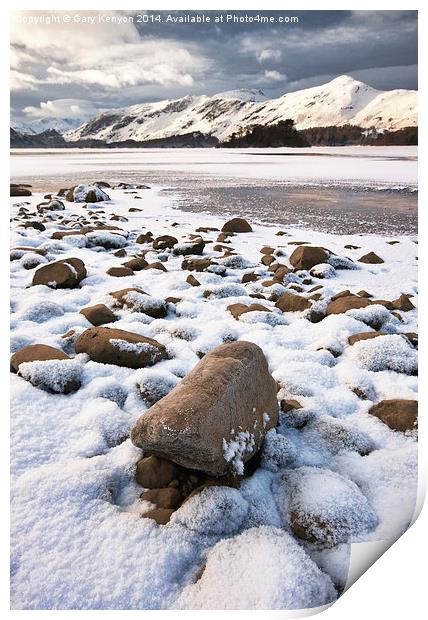  Snowy Derwentwater Print by Gary Kenyon