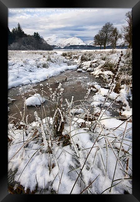 Frozen Stream At Derwentwater Framed Print by Gary Kenyon