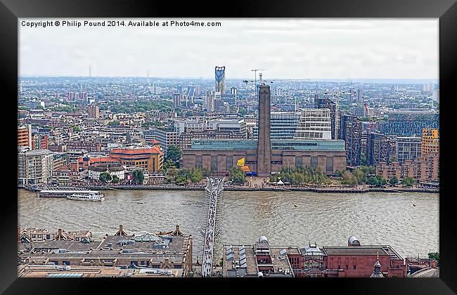  Tate Modern and Millenium Bridge from the top of  Framed Print by Philip Pound