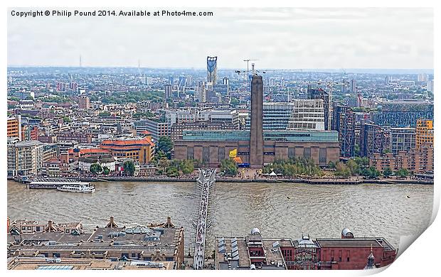  Tate Modern and Millenium Bridge from the top of  Print by Philip Pound