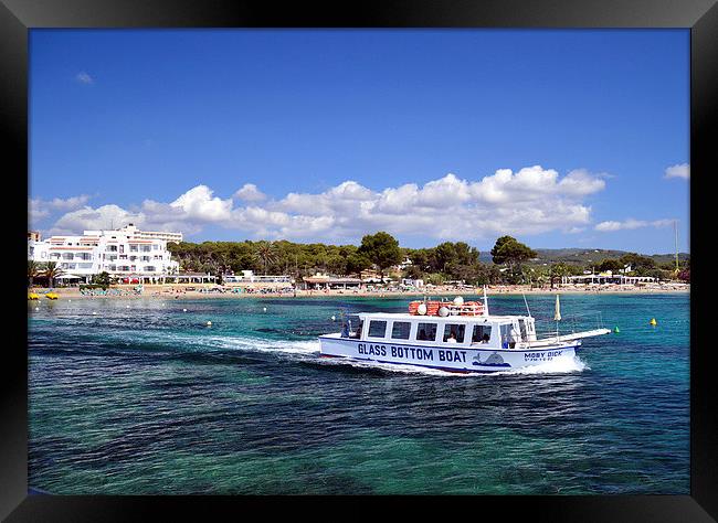  Glass Bottom Boat Heading out of Es Cana bay, Ibi Framed Print by Mick Surphlis