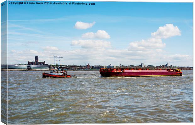  Towing a barge on the River Mersey Canvas Print by Frank Irwin