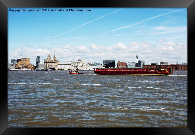 Towing a barge on the River Mersey Framed Print by Frank Irwin