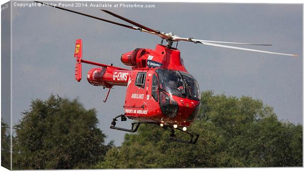  Red London Air Ambulance Helicopter Canvas Print by Philip Pound