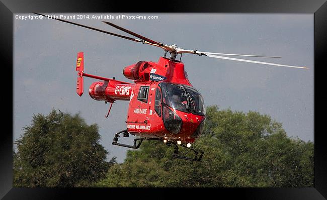  Red London Air Ambulance Helicopter Framed Print by Philip Pound