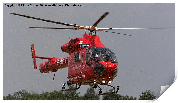  London Air Ambulance Helicopter Landing Print by Philip Pound
