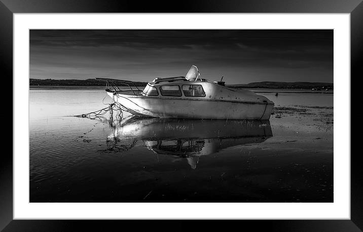  Old boat on the Loughor estuary Framed Mounted Print by Leighton Collins