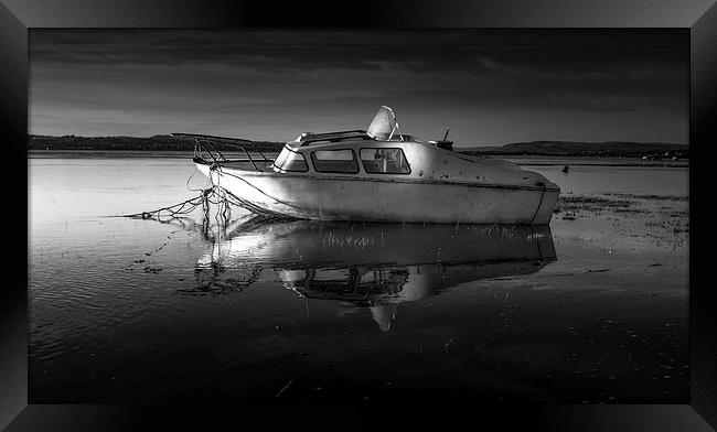  Old boat on the Loughor estuary Framed Print by Leighton Collins