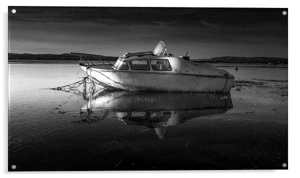  Old boat on the Loughor estuary Acrylic by Leighton Collins