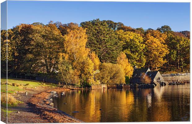  Golden colours at Keswick Lakeside Canvas Print by Ian Duffield