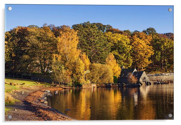  Golden colours at Keswick Lakeside Acrylic by Ian Duffield