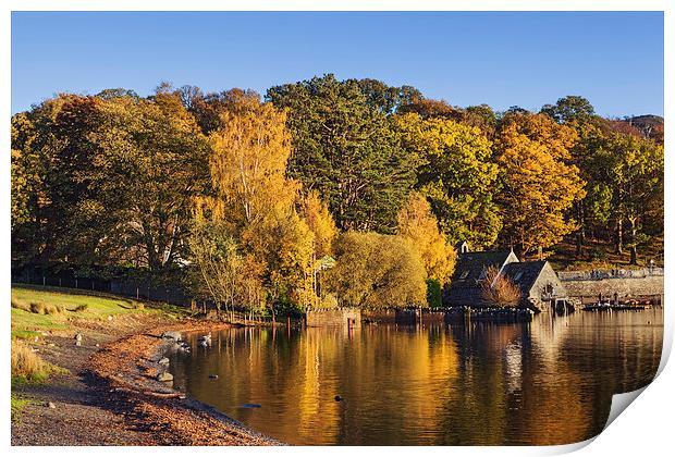  Golden colours at Keswick Lakeside Print by Ian Duffield