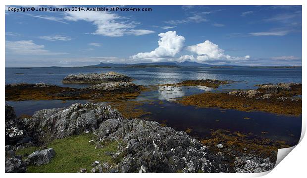  Isles of Eigg and Rum from Arisaig. Print by John Cameron