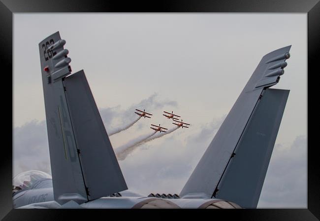 Breitling Wing Walkers and F18 Hornet Framed Print by Oxon Images