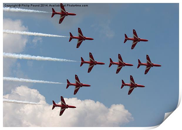  Nine Red Arrow Jets in Formation Print by Philip Pound