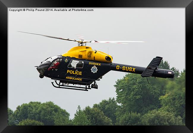  Sussex Police Ambulance Helicopter Framed Print by Philip Pound