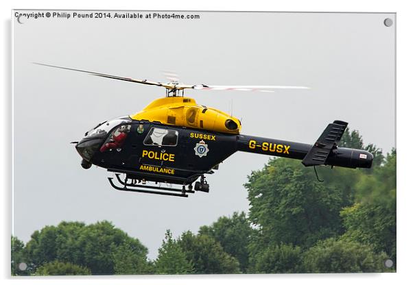  Sussex Police Ambulance Helicopter Acrylic by Philip Pound