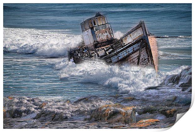  Wrecked Boat  Print by Irene Burdell