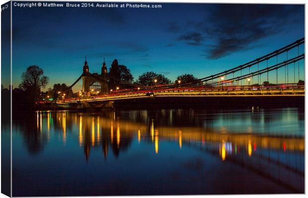  Hammersmith Bridge at night Canvas Print by Matthew Bruce
