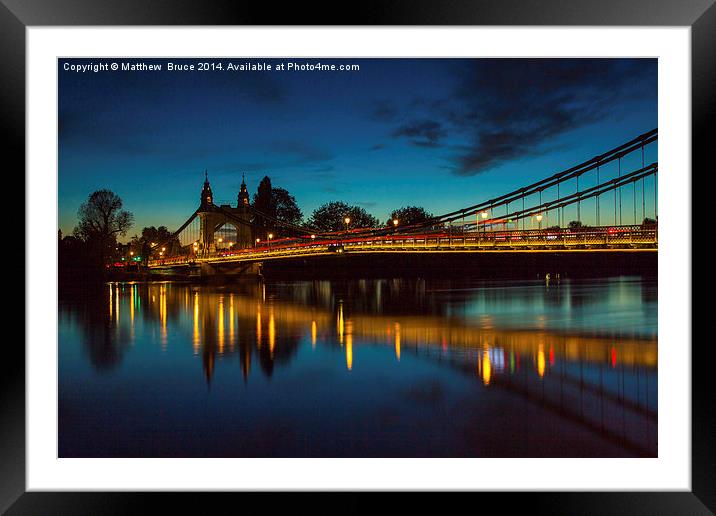  Hammersmith Bridge at night Framed Mounted Print by Matthew Bruce