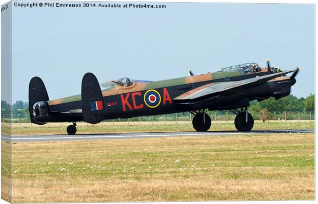  Lancaster bomber of the Battle of Britain Memoria Canvas Print by Phil Emmerson