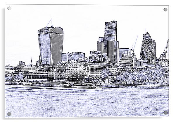  The City of London skyline lines Acrylic by David French