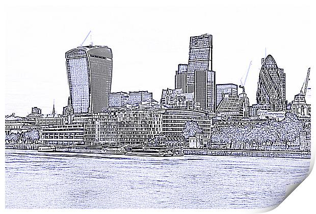  The City of London skyline lines Print by David French