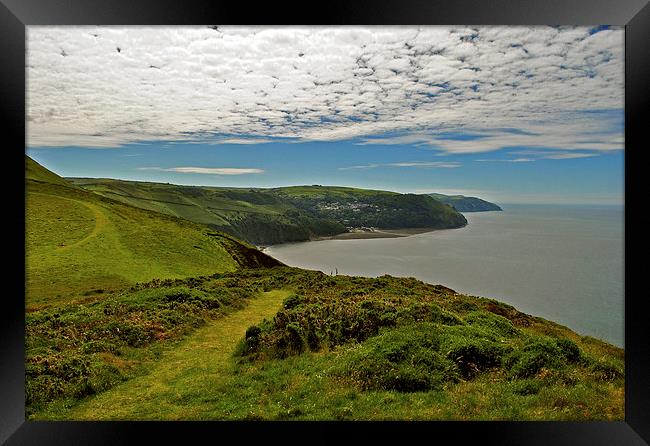 Lynton and Lynmouth, a view from Countisbury  Framed Print by graham young