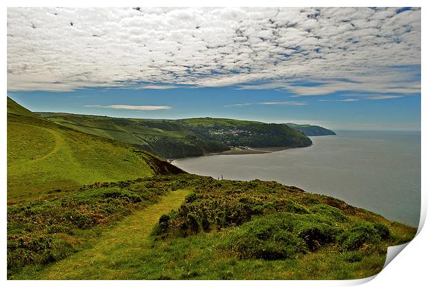 Lynton and Lynmouth, a view from Countisbury  Print by graham young