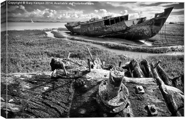 Ship Wreck On The Banks Of The River Wyre Canvas Print by Gary Kenyon