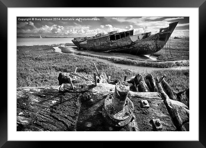Ship Wreck On The Banks Of The River Wyre Framed Mounted Print by Gary Kenyon