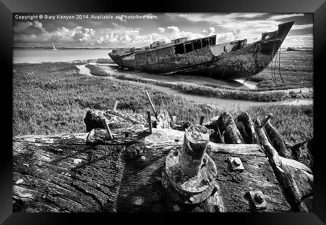 Ship Wreck On The Banks Of The River Wyre Framed Print by Gary Kenyon