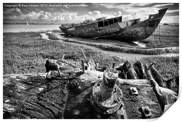 Ship Wreck On The Banks Of The River Wyre Print by Gary Kenyon