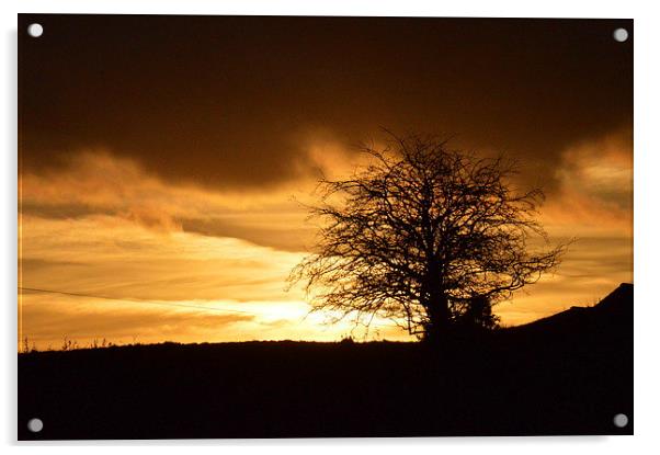  Sunset over Littleborough Acrylic by David Brotherton