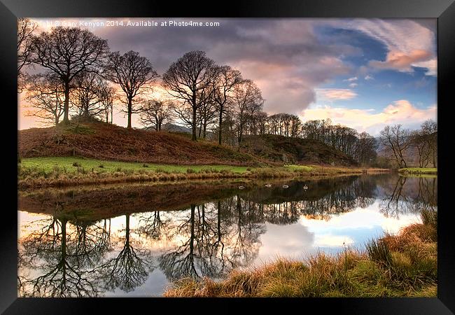 Sunset Skies On The River Brathay Framed Print by Gary Kenyon