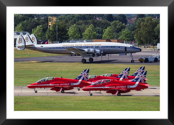 Red Arrows and Super Constellation Framed Mounted Print by Oxon Images