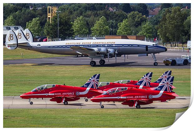 Red Arrows and Super Constellation Print by Oxon Images