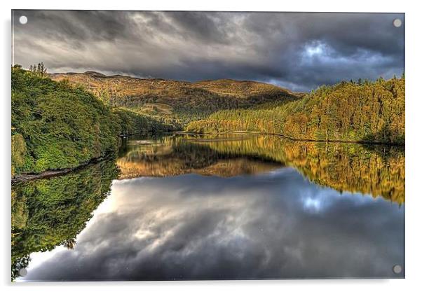 Loch  Faskally reflections Acrylic by jim scotland fine art