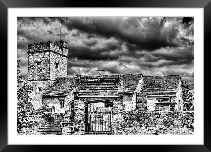 St Sannans Church Bedwellty Mono Framed Mounted Print by Steve Purnell