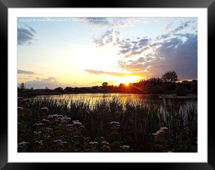  sunsets over the lake Framed Mounted Print by chrissy woodhouse