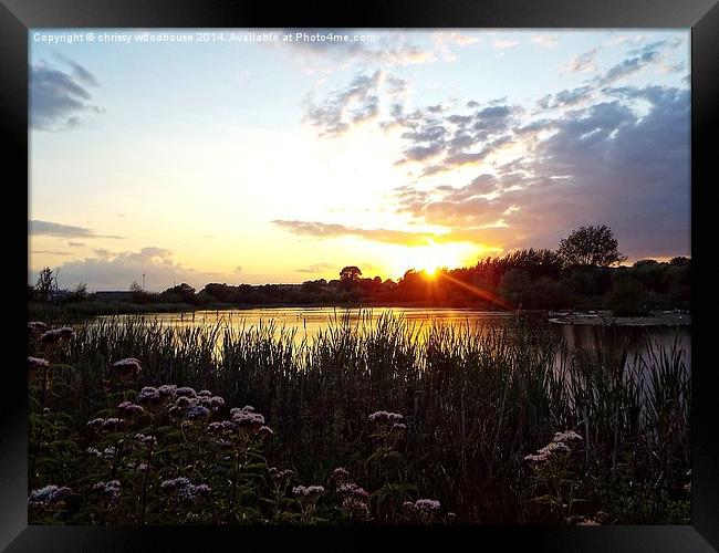  sunsets over the lake Framed Print by chrissy woodhouse