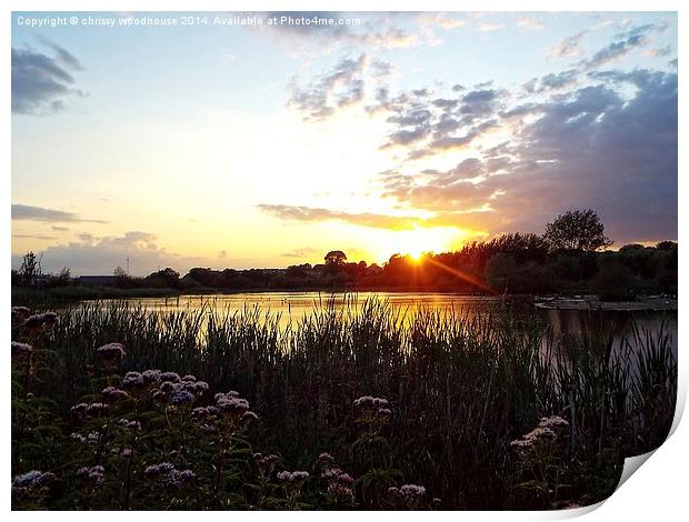  sunsets over the lake Print by chrissy woodhouse