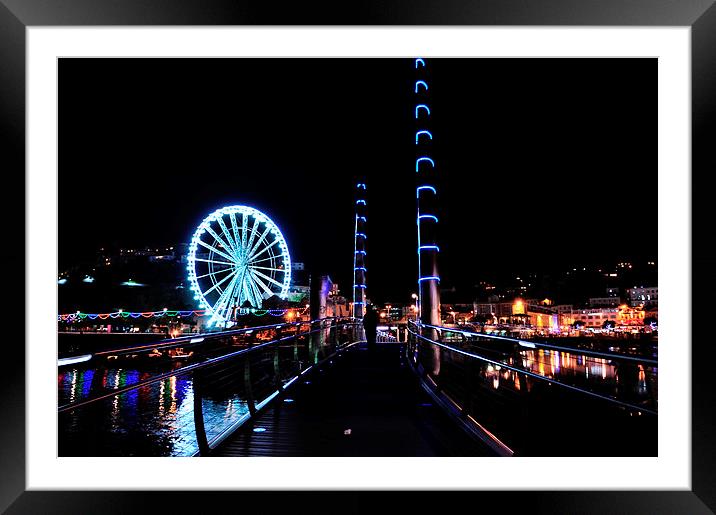  Big Wheel and Torquay Bridge at night Framed Mounted Print by Rosie Spooner