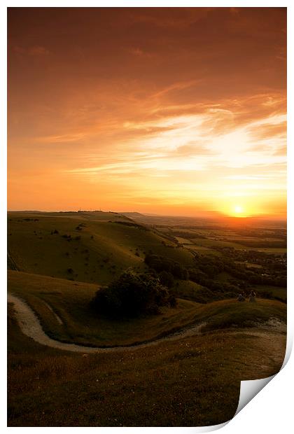  Sunset at Devils Dyke, Sussex Print by Eddie Howland