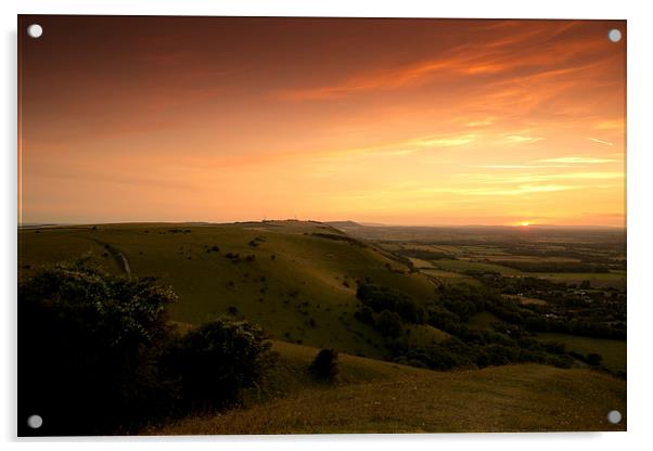  Sunset at Devils Dyke, Sussex Acrylic by Eddie Howland