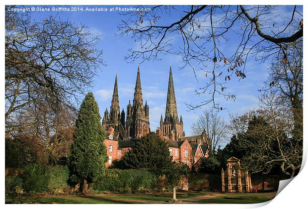  Lichfield Cathedral Print by Diane Griffiths