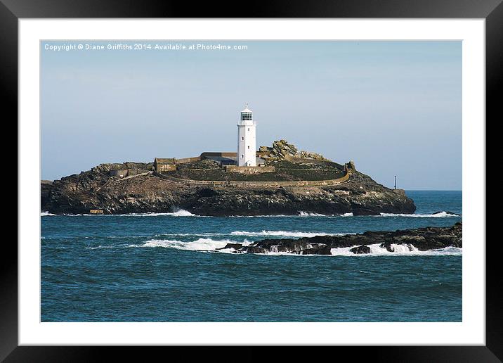   Godrevy Lighthouse Framed Mounted Print by Diane Griffiths